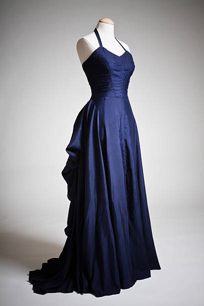 BESPOKES vintage 40s blue, sleeveless evening gown with beading detail on the bodice.